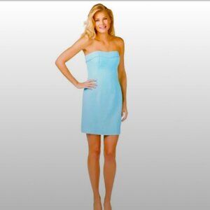 Lilly Pulitzer Bibi Tweed Strapless Mini Dress in Skye Blue Sz 2 Southern